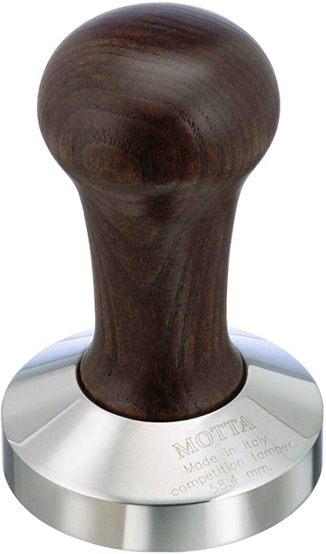 Metallurgica Motta 58.4 mm Competition Espresso Coffee Tamper, Brown Wooden Handle, Made in Italy