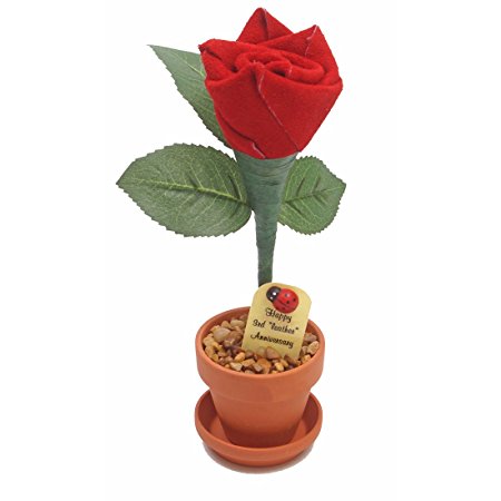 3rd Wedding Anniversary Gift Potted Leather Rose