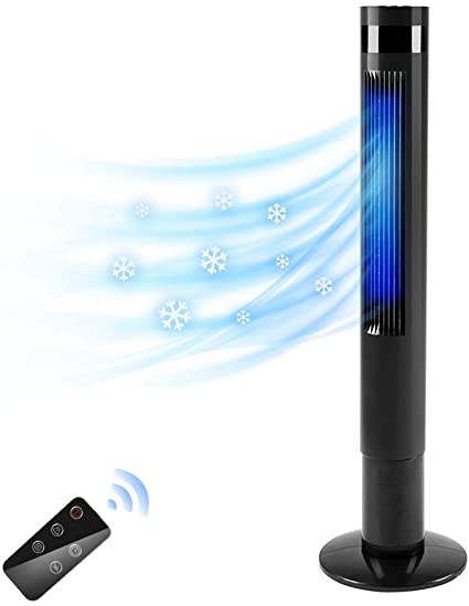 Kismile Portable Quiet Tower Fan with Oscillation,Remote Control,3 Powerful Wind Speed and 3 Modes Setting, Built in 12 H Timer LED Display Compact Standing Fan for Bedroom,Home,Office (44 inch, Black)