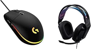 Logitech G335 Wired Gaming Headset   G203 Wired Gaming Mouse Bundle - Black