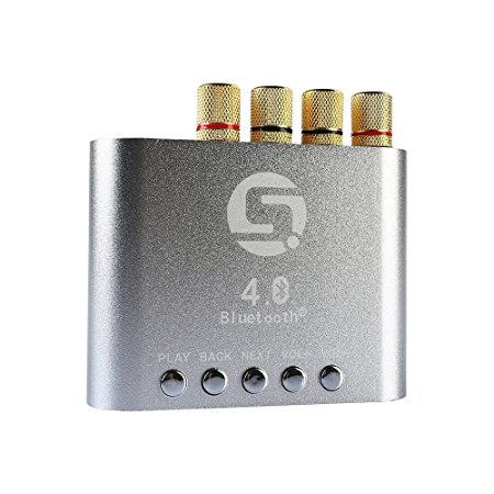 TOOGOO(R) Mini 50W 50W Stereo Hifi Bluetooth Power AMP Amplifier Audio Headphone (Sliver)