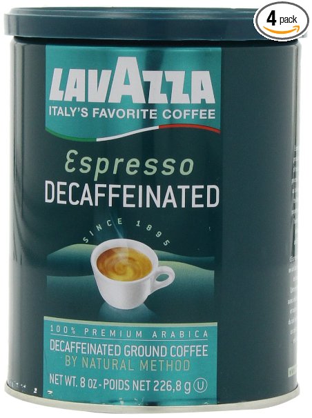 Lavazza Decaffeinated Espresso Ground Coffee 8-Ounce Cans Pack of 4