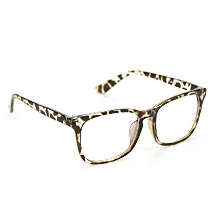 Cyxus Blue Light Filter [Transparent Lens] Glasses, Better Sleep Anti Eyestrain Headache (Leopard Print Frame)