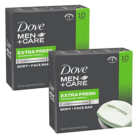 Dove Men Care Body and Face Bar, Extra Fresh, 4 Ounce, 20 Bar