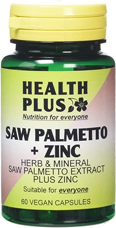 Health Plus Saw Palmetto   Zinc Men's Health Plant Supplement - 60 Gelatin Free Capsules