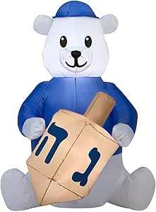 Airblown Inflatable Hanukkah Bear with Dreidel