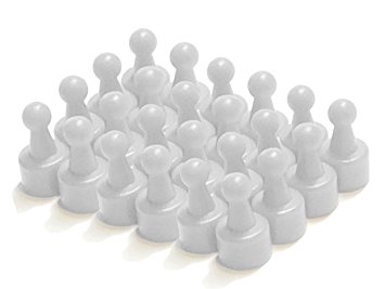 24 White Pawn Magnetic Map/Push Pins - Perfect for Maps, Whiteboards, Refrigerators, and the Office
