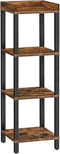 HOOBRO Small Bookcase, Industrial Style Bookshelf for Narrow Spaces, 4-Tier Square Book Shelf Stand, Wooden Storage Rack Display Shelf, Corner Shelf for Living Room, Rustic Brown and Black BF08CJ01