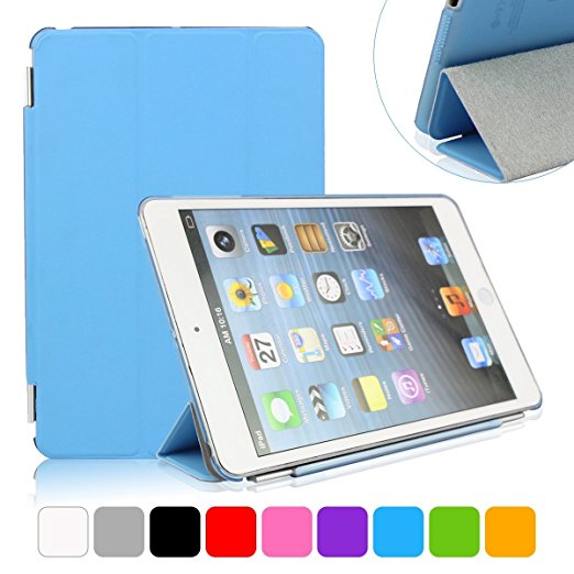 Coastacloud Magnetic Smart Cover with Translucent Back Case for Apple iPad 2 / iPad 3 / iPad 4 (iPad with Retina Display) Bundle with Screen Protector, Cleaning Cloth & Stylus (Sky Blue)