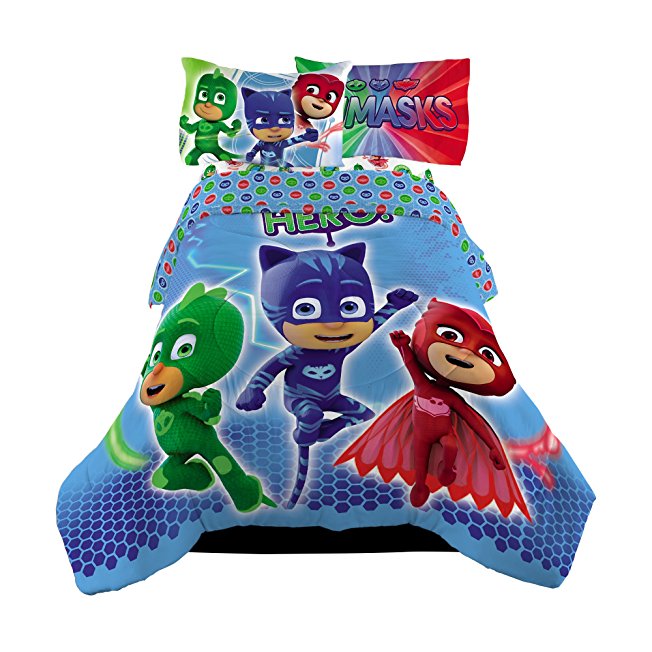 5 Piece Full Size PJ Masks Bedding Set Includes 4pc Full Sheet Set And T/Full Comforter