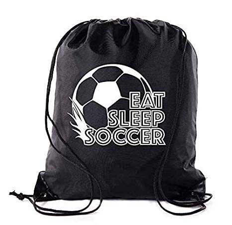 Soccer Party Favors | Soccer Drawstring Backpacks for Birthday Parties, Team events, and much more! - 10PK Black CA2500SOCCER S3