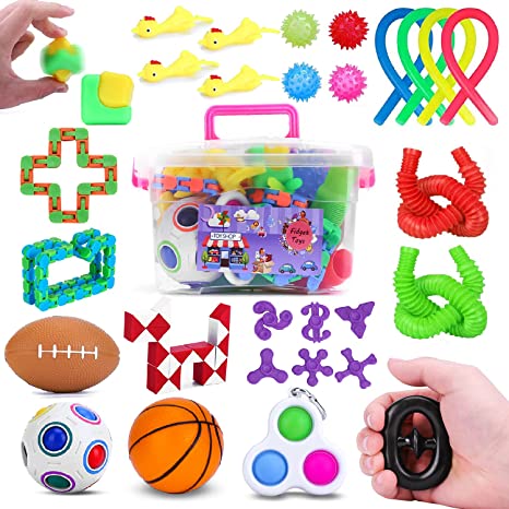 BRIGHT MOON 30 Pcs Sensory Fidget Toys Set Fidget Pack Sensory Toys Set Stress Relief and Anti Anxiety Fidget Hand Toys for Kids Adults