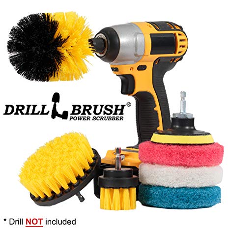 Drillbrush Power Scrubber Brush Set - Drill Brush Attachment - Grout Brush Drill Attachment - Drill Scrubber Attachment - Bathroom Cleaner Scrub Brush - Toilet Brush Cleaning Supplies - Grout Cleaner