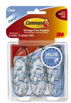 Command Medium Hooks Clear 6-Hook