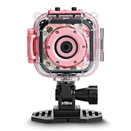 DROGRACE Children Kids Camera Waterproof Digital Video HD Action Camera 1080P Sports Camera Camcorder DV for Girls Birthday Holiday Gift Learn Camera Toy 1.77'' LCD Screen (Pink)