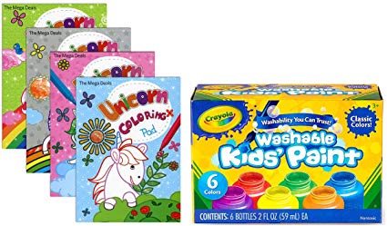 Crayola Washable Kids Paint, Classic Colors, 6 Count | 4 Unicorn Paint Pads…