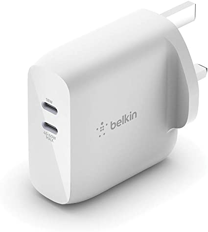 Belkin Boost Charge Dual USB-PD GaN Wall Charger 68 W (USB-C Fast Charger for iPhone, iPad Pro, Pixel, Galaxy, MacBook Pro and More)