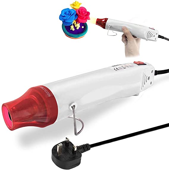 JUSONEY Mini Heat Gun - 300 Watt Portable Heat Gun Craft - Dual-Temperature Heat Tool with 6.5FT Power Cord for DIY Craft Embossing,Removing Paint Drying Crafts Electronics DIY (White)