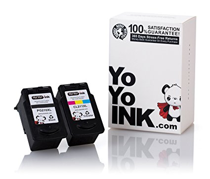 YoYoInk 2 Pack Remanufactured Ink Cartridge Replacement for PG210XL & CL 211XL (1 Black, 1 Color) for MP250 MP280 MX410 MX340 MP495