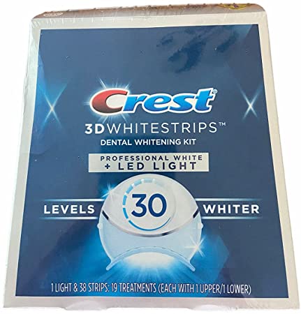 Crest 3D Whitestrips Professional White with Hydrogen Peroxide   LED Light Teeth Whitening Kit - 19 Treatments