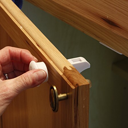 Child Proof Cabinet Locks with NEW Install Tool - Magnetic Child Safety Locks - Baby Proof Drawers - No Tools Or Screws Needed (4 Locks   1 Key   Install Tool) For Easier Installation