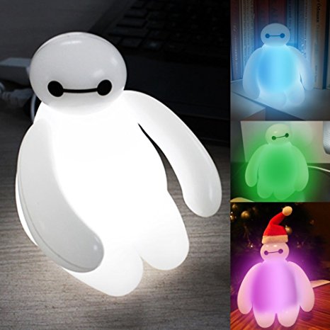 Disney Big Hero 6 Baymax 15cm Cartoon Marshmallow Robot White Fat Color Changing USB LED Night Light Table Desk Movie Figure Toy Gift Kids by EZY Mart
