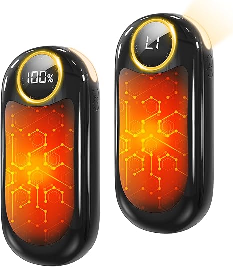 Hand Warmers Rechargeable-14000mAh,2 Pack 2-in1 LED Display Electric Hand Warmer,20Hrs Warmth Up to 131℉, USB-C Battery Heater for Raynauds, Golf, Camping, Hunting, Gifts for Men Women Kids