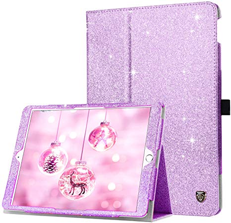 BENTOBEN iPad 7th Generation Case, New iPad 10.2 Case 2019, Glitter Bling Folio Stand Smart Auto Wake/Sleep with Pencil Holder Shiny PU Leather Protective Case Cover for iPad 10.2 inch 2019, Purple