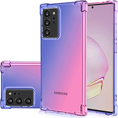 Gufuwo Case for Samsung Note 20 Plus, Note 20 Ultra Cute Case, Gradient Slim Anti Scratch Soft Clear TPU Phone Case Cover Shockproof Case for Samsung Galaxy Note 20 Ultra (Blue/Pink)