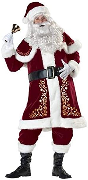 Obosoyo Men's Deluxe Santa Suit 11pc. Christmas Adult Santa Claus Costume