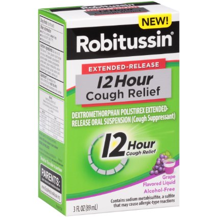 Robitussin Extended-Release 12-Hour Cough Suppressant (Grape Flavor Liquid, 3 fl. oz. Bottle)