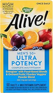 Natures Way Alive Men's Age 50  Ultra Potency Multivitamin, Cruelty Free, Environmentally Friendly, 60 Tablets (Pack of 1)