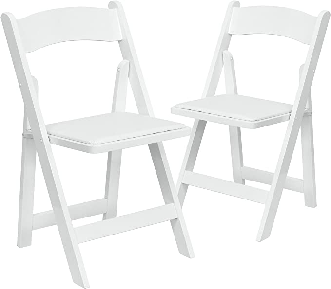 Flash Furniture 2 Pk. HERCULES Series White Wood Folding Chair with Vinyl Padded Seat