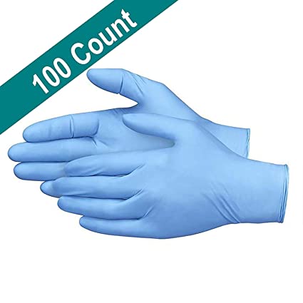 ETAOLINE Disposable Gloves Powder Free Vinyl Nitrile Gloves, Blue, Pack of 100, Large