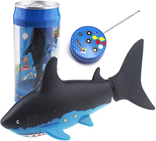 eMart Mini Remote Control Toy Electric RC Fish Boat Shark Swim in Water for Kids Gift - Black