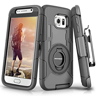 BENTOBEN Cases Samsung Galaxy S6, Case Samsung S6, Heavy Duty Kicstand Swivel Belt Clip Hybrid Shockproof Holster Protective Case Galaxy S6,Black