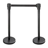 New Star Foodservice 54590 Stanchions 36 Height 65 Retractable Belt Black Powder Coated Pack of 2