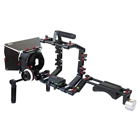 FILMCITY DSLR Camera Cage Shoulder Mount Rig Kit (FC-03) with Follow Focus & Matte box | Shoulder Stabilizer Support for Video DV Camcorder HD DSLR | Best Affordable Kit
