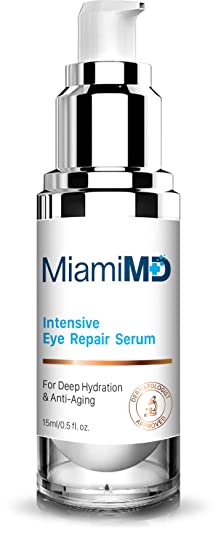 MiamiMD Intensive Eye Repair Serum Under Eye Treatment & Anti-Aging Cream For Crow’s Feet, Anti Wrinkle, Eye Bags - All Skin Types - Day & Night - Paraben Free, Cruelty Free, Fragrance Free - 15 ml