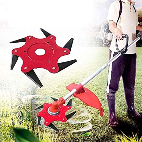 Lawn Mower Outdoor Trimmer Grass Head Cutter 6 Steel Blades Razors Tooth 65Mn Lawn Mower Grass Weed Eater Brush Cutter Garden Lawn Tool Replacement Parts
