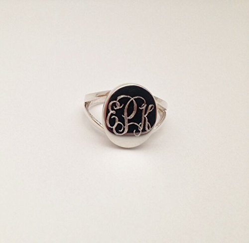 Oval Monogram Sterling Silver Ring