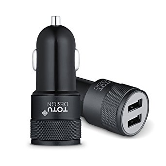 Car Charger,TOTU 2 Port 2.4 A USB Mini Car Charger with Aluminum Alloy Frame iSMART Technology iPhone 7/7 Plus/6S/6S Plus/iPad/Android/Galaxy S6 S7 and More