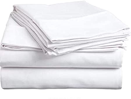 Way Fair 600 Thread Count 100% Cotton Sheets & Pillowcases Set 4 Pc White Long Staple Comfy Bedding Sheets for Cal King Size Bed Fits Mattress Upto 21'' Deep Pocket Silky Soft Sateen Weave Sheet Set