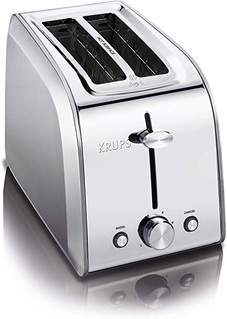 KRUPS KH250D51 Stainless Steel Toaster with 6 Adjustable browning settings, 2-Slice, Silver