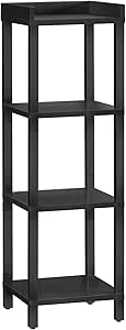 HOOBRO Small Bookcase, Industrial Style Bookshelf for Narrow Spaces, 4-Tier Square Book Shelf Stand, Easy to Install, Wooden Storage Rack Display Shelf, Corner Shelf for Living Room, Black BK08CJ01