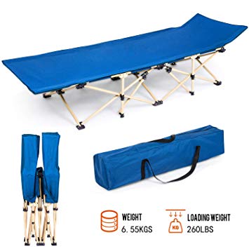 Folding Camping Bed Cot with Carry Bag Portable Easy Set Up Sleeping Cot with Weight Capacity 260lbs for Outdoor Home Office[US Stock]