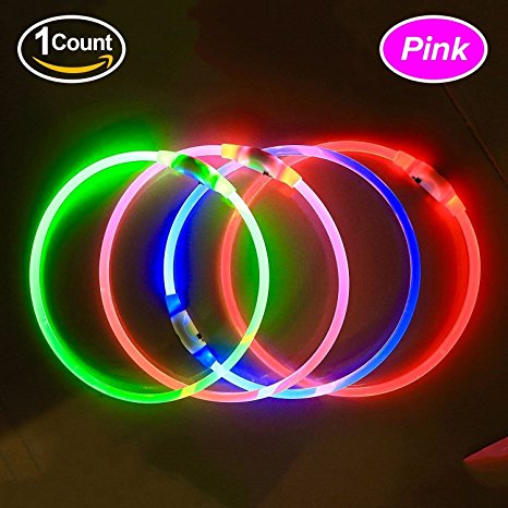 BSeen LED Dog Collar, USB Rechargeable, glowing pet dog collar for night safety, fashion light up collar for small medium large dogs