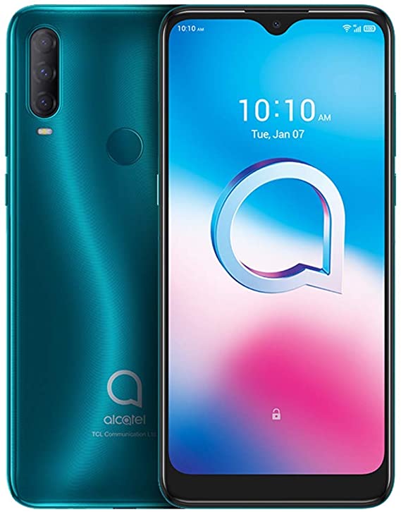 Alcatel 3 2020 (64GB, 4GB RAM) 6.22" HD , 4000mAh Battery, Finger Print   Face Unlock, GSM Unlocked Global 4G LTE (T-Mobile, AT&T, Metro, Straight Talk) International Model 5029E (Agate Green)