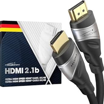 8K HDMI 2.1 Cable – 3ft/1m – Ultra High Speed HDMI Cord, officially licensed & designed in Germany (HDMI 2.1 certified, 8K@60Hz, HDMI eARC, perfect for PS5/Xbox/Switch, Silver/black) – CableDirect