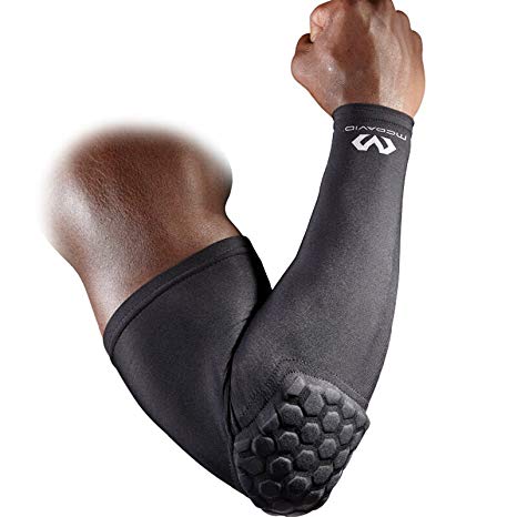 Mcdavid 6500 Hex Padded Arm Sleeve, Compression Arm Sleeve w/Elbow Pad for Football, Volleyball, Baseball Protection, Youth & Adult Sizes, Sold as Single Unit (1 Sleeve)